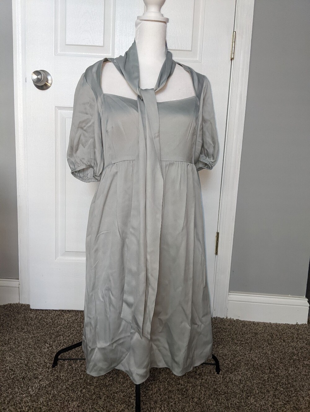 Original Penguin Gray Silk Midi Dress 4